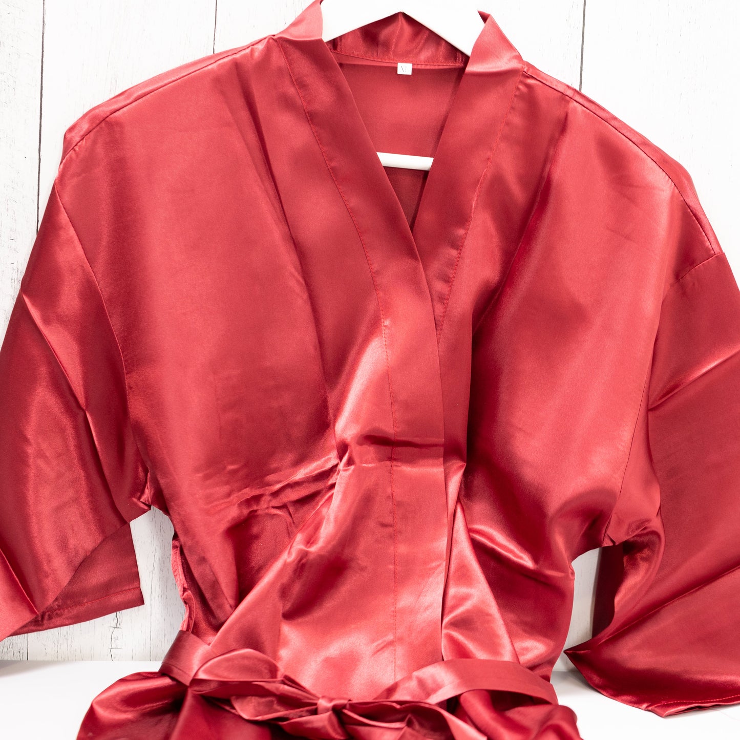 Red Satin Robe | Creator Embroidered in Gold Lettering