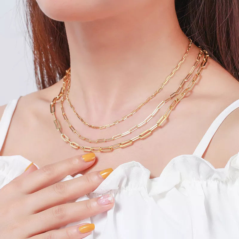 Paperclip Link Necklace - 14K Gold Plated Over Sterling Silver