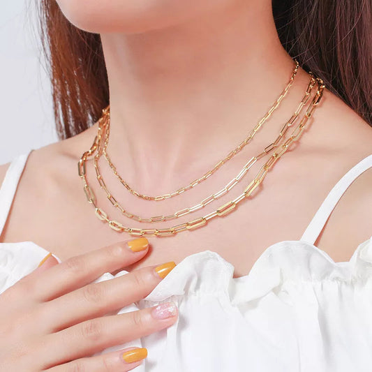 Paperclip Link Necklace - 14K Gold Plated Over Sterling Silver